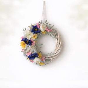 Tavaszi virágos ajtódísz � pasztell koszorú (22 cm) - otthon & életmód - dekoráció - ajtó- és ablak dekoráció - ablakdísz - Meska.hu