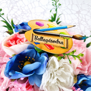 Ballagási csokor festőpalettás dísszel  - otthon & életmód - dekoráció - asztal és polc dekoráció - asztaldísz - Meska.hu