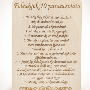 Feleségek 10 parancsolata � gravírozott fatábla - otthon & életmód - dekoráció - kép & falikép - táblakép - Meska.hu