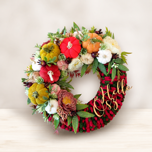 Őszi horgolt ajtódísz � Hello Ősz felirattal (24 cm) - otthon & életmód - dekoráció - ajtó- és ablak dekoráció - ajtódísz & kopogtató - Meska.hu