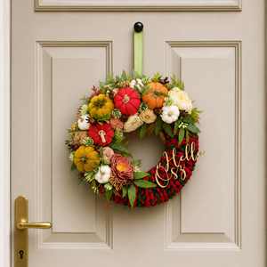 Őszi horgolt ajtódísz � Hello Ősz felirattal (24 cm) - Meska.hu