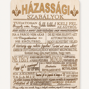 Házassági szabályok � gravírozott fatábla - otthon & életmód - dekoráció - kép & falikép - táblakép - Meska.hu