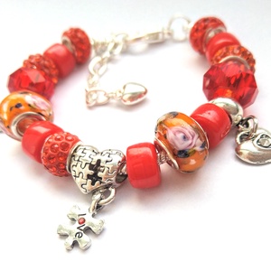 Piros - narancs szerelem Pandora stílusú charm karkötő Valentin napra - szív, szivecskés, love puzzle - ékszer - karkötő - charm karkötő - Meska.hu Piros - narancs szerelem Pandora stílusú charm karkötő Valentin napra - szív, szivecskés, love puzzle - ékszer - karkötő - charm karkötő - Meska.hu