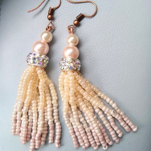 Gyöngyház rózsaszín fürtüs gyöngy fülbevaló  - ékszer - fülbevaló - rojtos fülbevaló - Meska.hu