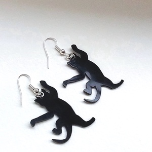 Cicám! - Fekete mászó cica  fülbevaló  - ékszer - fülbevaló - lógó fülbevaló - Meska.hu