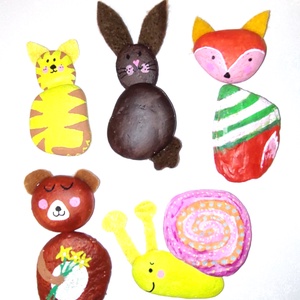 Állatos kavics kirakó - csiga, tigris, medve, nyúl , Játék & Sport, Puzzle, 3D puzzle, Festészet, Festett tárgyak, MESKA