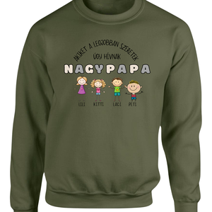 Személyre szabható NAGYPAPA feliratos pulóver   Egyedi ajándék PAPÁNAK, APÁNAK  - ruha & divat - páros szett - női-férfi páros szett - Meska.hu