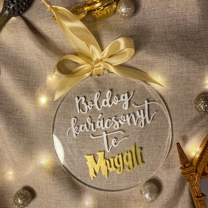 Harry Potter vicces plexi karácsonyfadísz szaténszalaggal - karácsony - karácsonyi lakásdekoráció - karácsonyfadíszek - Meska.hu