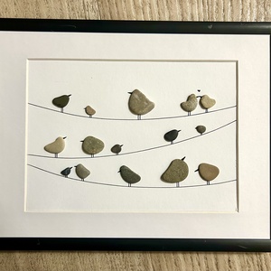 Madárka 15 KavicsMese kép fekete keretben - otthon & életmód - dekoráció - fali és függő dekoráció - falra akasztható dekor - Meska.hu
