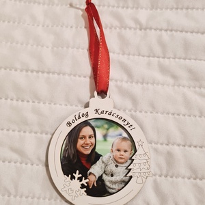 Fényképes karácsonyfa dísz, Karácsony, Karácsonyi lakásdekoráció, Karácsonyfadíszek, Famegmunkálás, MESKA