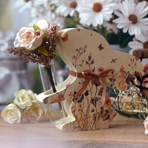 Virágos rét - nyúl mini üvegvázával, Otthon & Életmód, Dekoráció, Asztal és polc dekoráció, Asztaldísz, Decoupage, transzfer és szalvétatechnika, Gipszöntés, MESKA