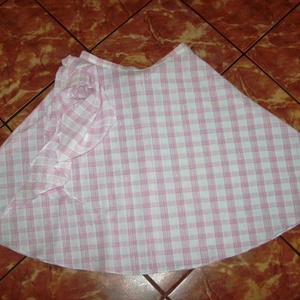 Rózsaszín-fehér kockás, loknis nyári szoknya - ruha & divat - női ruha - szoknya - Meska.hu