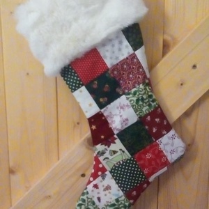 Patchwork Mikulás csizma vagy zokni - Meska.hu