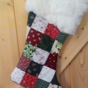 Patchwork Mikulás csizma vagy zokni - karácsony - mikulás - mikulás zsák, zokni, csizma - Meska.hu