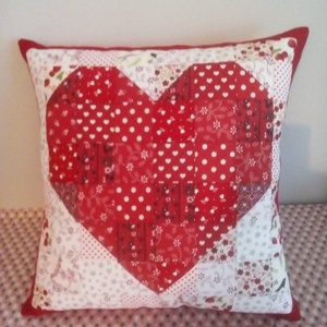 My Valentine! Patchwork Valentin napi díszpárna huzat, szív mintával, Otthon & Lakás, Dekoráció, Dísztárgy, Patchwork, foltvarrás, Varrás, Meska
