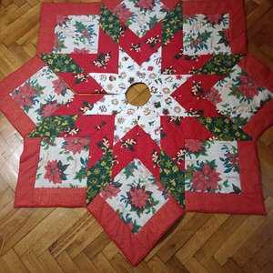 Karácsonyfa szoknya (patchwork), Karácsony, Karácsonyi lakásdekoráció, Karácsonyfa szoknya, karácsonyfa alátét, Patchwork, foltvarrás, Varrás, Meska