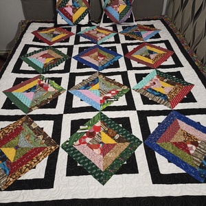 Diamond pops (Pattogó gyémánt) patchwork ágytakaró, takaró, Otthon & Életmód, Lakástextil, Ágytakaró, Patchwork, foltvarrás, Varrás, MESKA