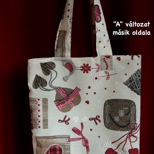 Szíves, madárkás táska - táska & tok - bevásárlás & shopper táska - shopper, textiltáska, szatyor - Meska.hu