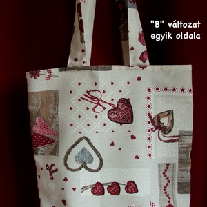 Szíves, madárkás táska - táska & tok - bevásárlás & shopper táska - shopper, textiltáska, szatyor - Meska.hu