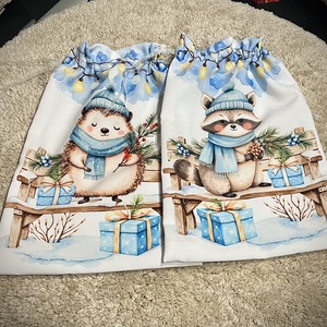 Mikulás zsák - sünis vagy mosómacis mintával - Meska.hu