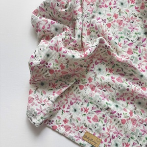 Duplagéz baba takaró - rózsaszín virágos, Otthon & Életmód, Babaszoba, gyerekszoba, Babatakaró, gyerek pléd, Varrás, MESKA