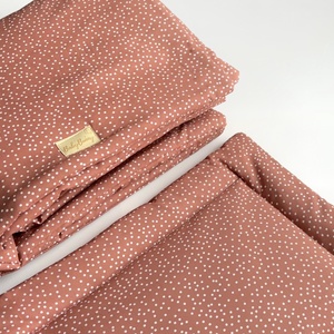 Bélelt baba ágynemű szett � terrakotta pöttyös - Meska.hu