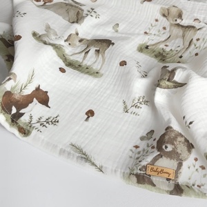 Muszlin pelenka - erdei állatos, Baba - mama, Baba ágynemű, Babatakaró, gyerek pléd, Varrás, MESKA