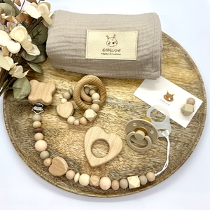 M Box - Beige szívecske, Baba - mama, Baba játékok, Cumilánc, Csomózás, MESKA