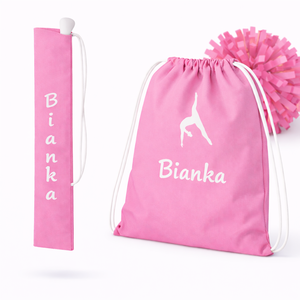 Mazsorett bottartó és pompom táska szett (rózsaszín) - névvel és logóval is kérhető, Táska & Tok, Hátizsák, Tornazsák, Gymbag, Varrás, Mindenmás, MESKA