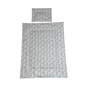 Szürke alapon fehér cicás babaágynemű szett (takaró + párna), Baba - mama, Baba ágynemű, Szett kiságyba, Varrás, MESKA