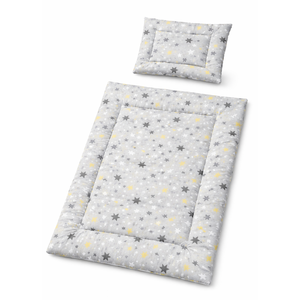 Szürke-sárga csillagos babaágynemű szett (takaró + párna), Baba - mama, Baba ágynemű, Szett kiságyba, Varrás, MESKA