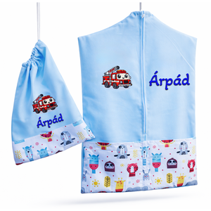 Ovis zsák + tornazsák szett névvel és jellel (kék + állatfejes), ajándék szeretetküldővel, Játék & Sport, Ovis felszerelés, Ovis szett, Varrás, Mindenmás, MESKA