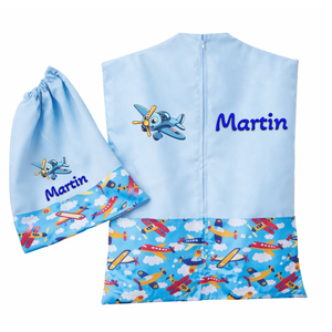 Ovis zsák + tornazsák szett névvel és jellel (kék + repülős), ajándék szeretetküldővel, Játék & Sport, Ovis felszerelés, Ovis szett, Varrás, Mindenmás, MESKA