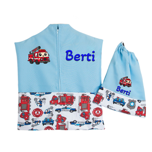 Ovis zsák + tornazsák szett névvel és jellel (kék + tűzoltós-rendőrös), ajándék szeretetküldővel, Játék & Sport, Ovis felszerelés, Ovis szett, Varrás, Mindenmás, MESKA