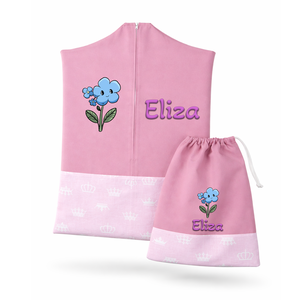 Ovis zsák + tornazsák szett névvel és jellel (rózsaszín + rózsaszín alapon fehér koronás), ajándék szeretetküldővel, Játék & Sport, Ovis felszerelés, Ovis szett, Varrás, Mindenmás, MESKA