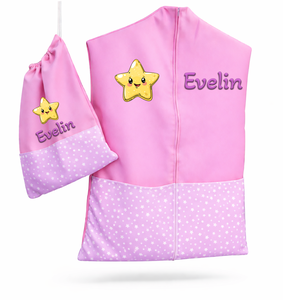 Ovis zsák + tornazsák szett névvel és jellel (rózsaszín + csillagos), ajándék szeretetküldővel, Játék & Sport, Ovis felszerelés, Ovis szett, Varrás, Mindenmás, MESKA