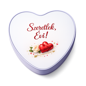 Egyedi, névvel nyomtatott Valentin-napi, szív alakú fémdoboz - Meska.hu