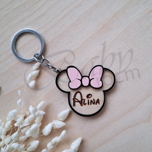 Névre szóló kulcstartó - Minnie, Baba - mama, Babaemlékek, Baba emlékőrző, Famegmunkálás, Festészet, MESKA