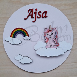 Unikornis - névre szóló falidísz - Meska.hu