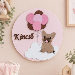 Bulldog - névre szóló falidísz, Baba - mama, Babaszoba dekoráció, Babanév dekoráció, Famegmunkálás, Festészet, Egyedi babaszobai dekoráció, amely kedves és otthonos hangulatot teremet a gyerekszobában.
Természe..., MESKA