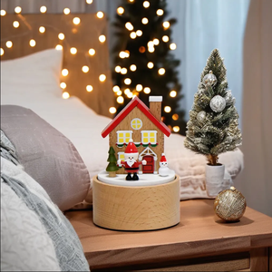 Mikulás ház - mozgó zenedoboz, Otthon & Életmód, Dekoráció, Asztal és polc dekoráció, Zenedoboz, Famegmunkálás, Gravírozás, pirográfia, MESKA