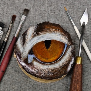 Fakorong festmény-macska szem, Művészet, Festmény, Akril, Festészet, Festett tárgyak, MESKA