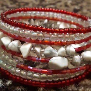 Merória karkötő ásványokkal - ékszer - karkötő - memóriadrótos karkötő - Meska.hu