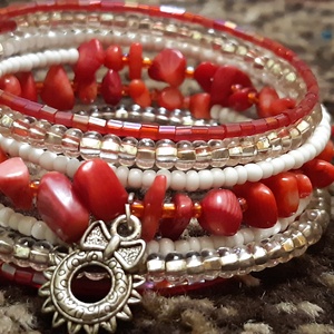 Merória karkötő ásványokkal - ékszer - karkötő - memóriadrótos karkötő - Meska.hu