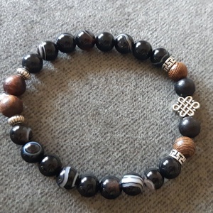 Fekete csíkos achát, Ékszer, Karkötő, Ásványkarkötő, Ékszerkészítés, MESKA