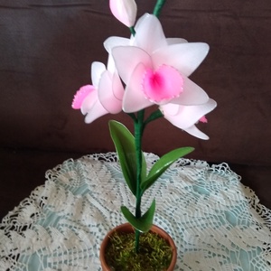 Rózsaszin harisnya orchidea virág - otthon & életmód - dekoráció - virágdísz és tartó - csokor & virágdísz - Meska.hu