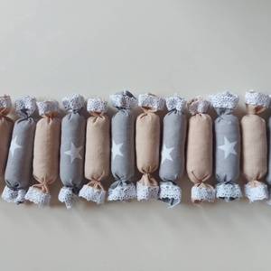 Textil szaloncukor - 6 darabos - bézs színű - karácsony - karácsonyi lakásdekoráció - karácsonyi lakásdíszek - Meska.hu