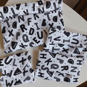 Piknik és uzsonnás pack - uzsonnás tasak, snack tasakok és újraszalvéta, belül vízzáró réteggel (betűs) - Meska.hu