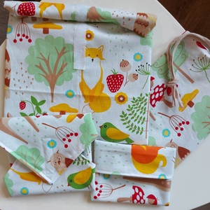 Piknik és uzsonnás pack - uzsonnás tasak, snack tasakok és újraszalvéta, belül vízzáró réteggel (erdős) - táska & tok - uzsonna- & ebéd tartó - szendvics csomagoló - Meska.hu