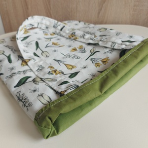 Egyedi virágmintás vastag vászonból készült bevásárló táska, zsebbel - zöld béléssel - táska & tok - bevásárlás & shopper táska - shopper, textiltáska, szatyor - Meska.hu